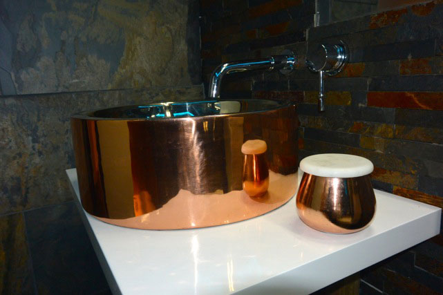 Kupfer Waschbecken mit Nickel Innenraum und Glänzend Kupfer Außen | eBay
