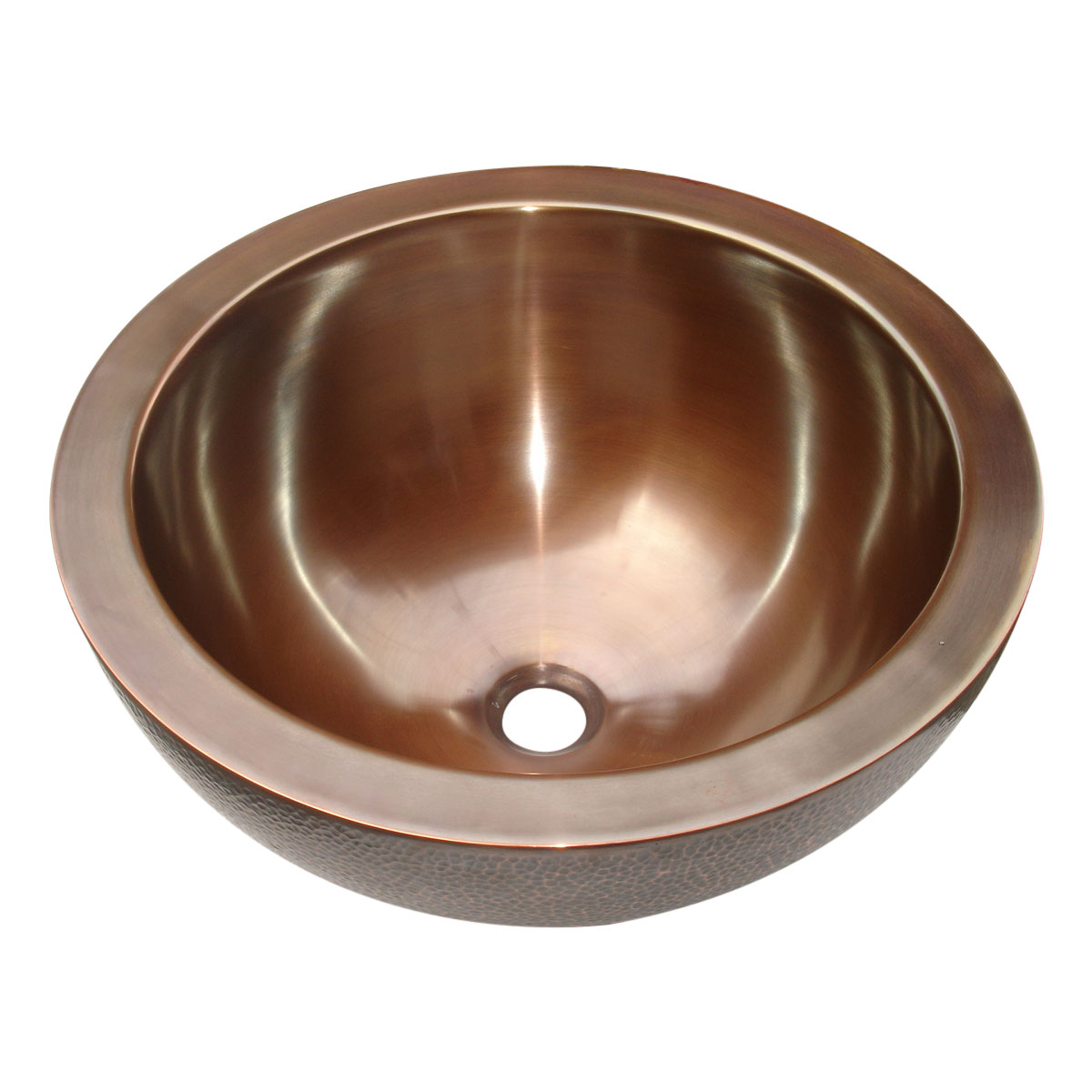 Double Walled Outside Hammered Copper Sink
